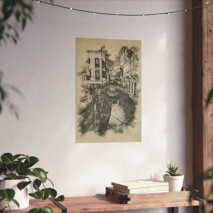 Venice Canal Sketch Matte Poster