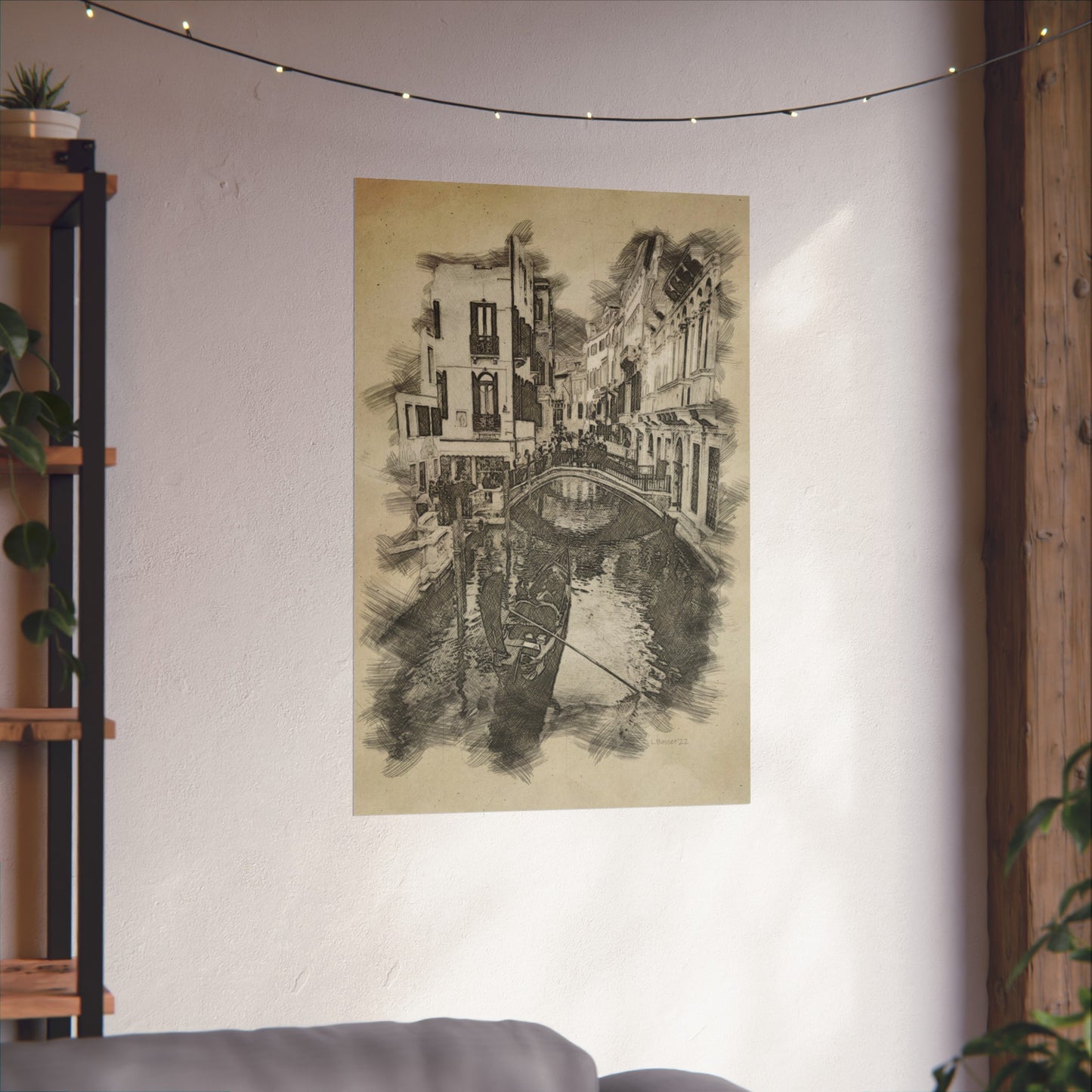 Venice Canal Sketch Matte Poster