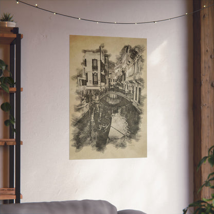 Venice Canal Sketch Matte Poster