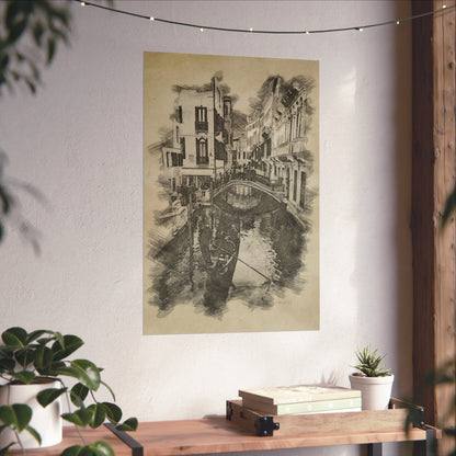 Venice Canal Sketch Matte Poster