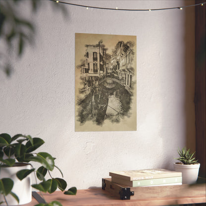 Venice Canal Sketch Matte Poster