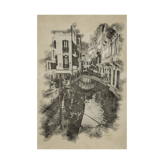 Venice Canal Sketch Matte Poster