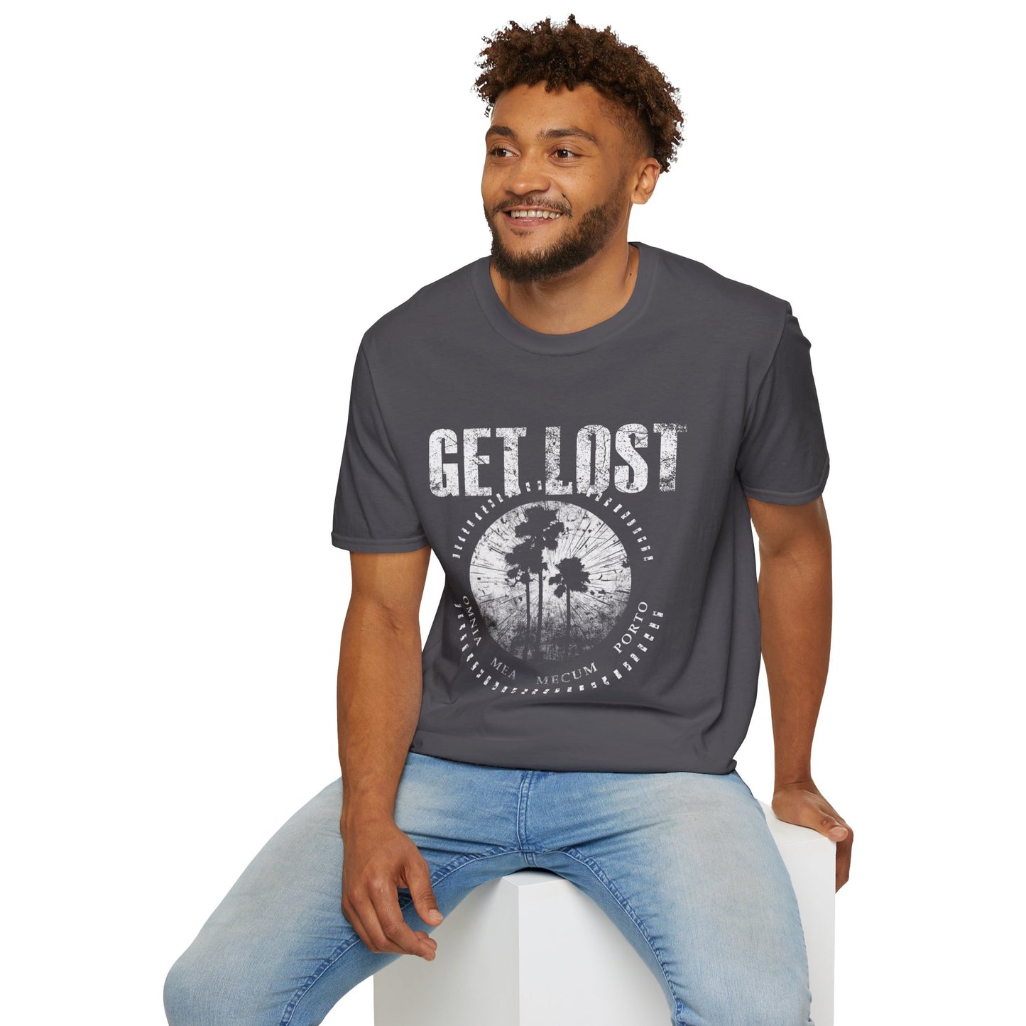 GET LOST BW Unisex Softstyle T-Shirt